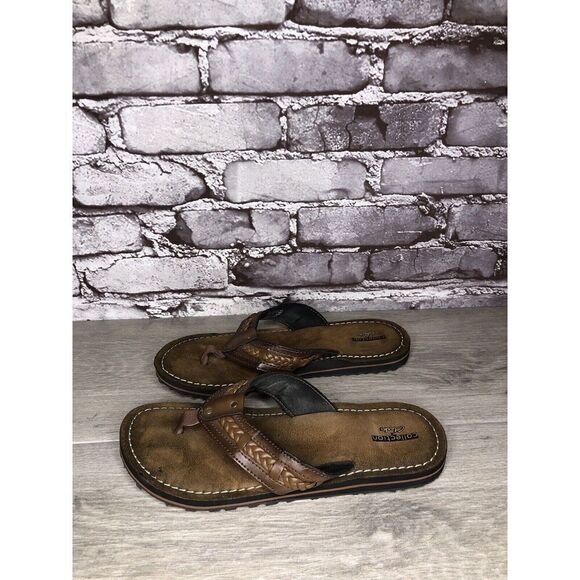 Clarks Collection Fenner Nerice Brown Braided Thong FlipFlops Sandals Women 8M - Picture 1 of 16